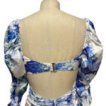 For Love & Lemons Hyacinth Drawstring‎ Ruched Mini Dress Blue White Size XS Photo 6