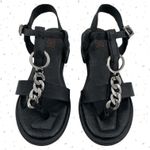 A.S.98 Black Leather Silver Chains Strappy Heeled Sandals Edgy Boho Size 39 Photo 0