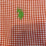 U.S. Polo Assn. women’s szL sleeveless orange&white checked button front blouse EUC Photo 2