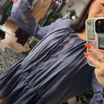 Free People  slate grey blue lace flowy blouse Photo 2