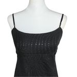 90s Vintage Black Whimsigoth Prom Dress. Medium. Empire Waist Polka Dot Glitter Photo 6