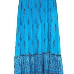 Loft Boho Maxi Skirt Women's Medium Tiered Pull On Ruffled Paisley Blue Hippie Photo 0