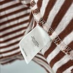 J. Jill Brown and White Boxy striped linen blend cap Sleeve Tee v Photo 3