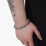 Link Chain Bracelet for Men Women,Streetwear Punk Hip Hop Unisex Bracelet Silver Photo 5