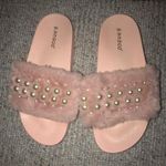 Baby Pink Fuzzy Slides Size 7 Photo 0