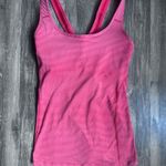 Athleta Criss Cross Built in Bra Athletic Tank Top SZ S Coral Striped Tank Photo 3