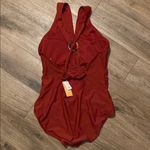 Kona Sol Women's Ring Crossover Ruched Full Coverage One Piece Swimsuit Size XL Photo 1