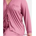 State of Day Macy’s Pink Lace Trim Collared Pajama Set 2PC Button Top Pants M Size M Photo 3