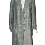 DONALD BROOKS For Main Street Plaid Trench Coat Belted Epaulets Fits Size Small Gray Photo 3