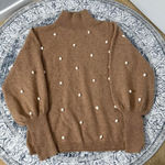 Charter Club Cashmere Luxury Camel Tan Yarn with White Balls - Size M Photo 2