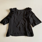 Chloé NEW See By Chloe Black Chiffon Accordion Pleated Ruffle Detail Blouse Shirt Top Photo 3