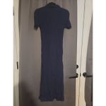 DKNY Navy Blue Midi Dress, Short Sleeve Faux Wrap, Collared Button Dress Size 10 Photo 1
