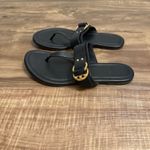 Tory Burch Tory‎ Burch Marsden Sandals Black Leather Thong Gold Logo Hardware Sz 7 Photo 4
