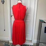 Nanette Lepore  red Pleated Midi Dress Smocked Size 10‎ wedding guest date party Photo 2