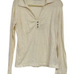 prAna  Cream Long Sleeve Women’s Henley Tee Shirt Blouse S Photo 0