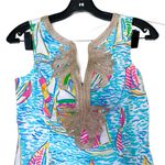 Lilly Pulitzer Dress Janice Shift Gold Mini Beach You Gotta Regatta 4 EUC Photo 3