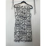 Studio I  Mini Shift Dress White & Black Print Jeweled Sleeveless Womens Size 8 Photo 1