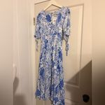 Free People $168 Blue Forever Always Dress Floral Midi Spring Coquette Fairy Photo 2