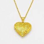 Golden Heart Locket Necklace Gold Photo 0