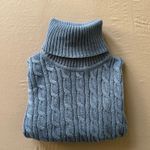 Cable Knit Cropped Turtleneck Sweater Blue Size L Photo 0