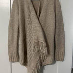 Hollister  Ivory Open Front Wool Blend Fringe Cardigan Sweater Sz Large  Photo 0