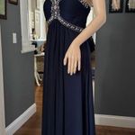 XScape Navy Chiffon Jeweled Bodice Empire A-Line strapless Evening Gown 8 Photo 9