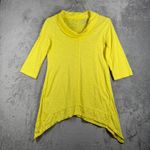 Neon Buddha Tunic Top Women Cowl Neck 3/4 Sleeve Asymmetrical Hem Yellow Size L Size L Photo 1