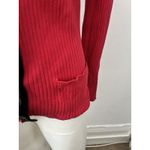 Babette Ballinger Sweater Size M Gothic Red Black Trim Button Front Ribbed Knit Size M Photo 6