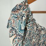 Pinkblush Ivory Colorful Border Trim Off Shoulder Smocked Midi Dress size Large Photo 3