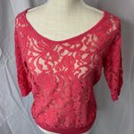 Eyelash Couture Beautiful bright pink eyelet lace top!   size medium Photo 0