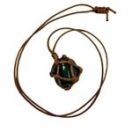 Green Color Stone Necklace in Netted Cord Unisex One Size Casual Cord Photo 0