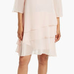 Marina Tiered Ruffle‎ Shift Dress Rhinestone Keyhole Blush Pink 4 Photo 0