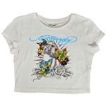 Ed Hardy Rhinestone Butterflies Cropped Baby T-Shirt L NWT Photo 0