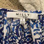 Milly  100% Cotton Blue & White Print Short Sleeve Top L Photo 5