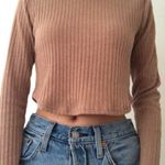 Brown Knit Cropped Sweater Top Size XS Photo 0