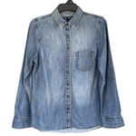 Gap  Women's Denim Cotton Boyfriend Fit Button Up Jean Shirt Blue‎ Small Photo 0