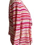 Chico's Pink Orange White Wave Striped Open Cardigan Tassels 1P Medium Petite Photo 2