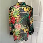 Vintage Nina MClemore Floral Sheer Silk Tropical Women's Top Size 12 Pink Photo 2