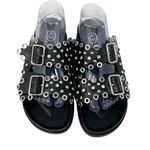 Ash New Universe Rhinestone Studded Leather Slip On Slides Sandals Black Size 40 Photo 5