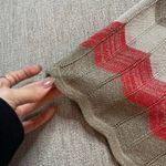 Bebe Chevron Striped Knit Sweater Skirt Tan Pink NWT XXS Midi Scallop Hem Photo 3