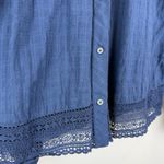 J.Crew Point Sur Peasant Top Womens L Blue Boho Long Sleeve Windowpane Button Photo 5
