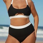 Berlook Contrast Trim Plus Size Bikini Set Black Photo 0