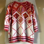 Bob Mackie  Wearable Art Cardigan Button Front Abstract 100% Cotton Pink 1X Photo 4