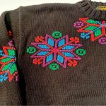Eddie Bauer Vintage 90s multicolor snowflake Black Crew neck sweater Medium Photo 5