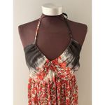 Floral Maxi Dress Medium Red Black Halter Boho Beach Hippie Vacation Lightweight Photo 1