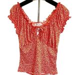 Planet Gold  Juniors’ Floral Printed Puff Sleeve Peasant Top Size Small Photo 2