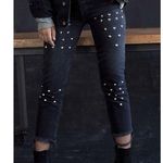 CARMAR Black Emelia Sturgis Spiked Straight Leg Crop Frayed Goth Jeans Size 25 Photo 0