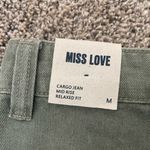 Miss Love NWT Women’s  Mid Rise Relaxed Fit Cargo Jeans Sage Green Size M Photo 3