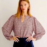 J.Crew Puff Sleeve Satin Back Crepe Keyhole Blouse Top in Floral Flourish Sz XS Photo 0