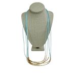 Loft  Light Blue Multi Cord Gold Tone Tube Beaded Statement Necklace Photo 3